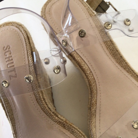 SCHUTZ ROPE WEDGES WITH CLEAR STRAPS SIZE 7.5 - Picture 10 of 15